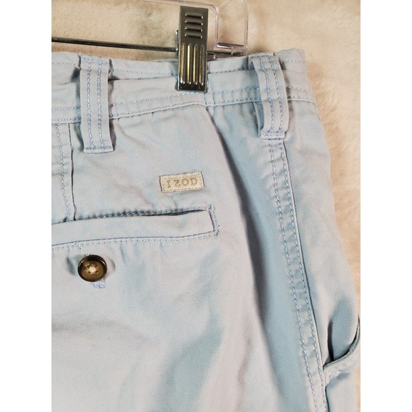 IZOD Saltwater Shorts Mens Size 42 Light Blue Cotton Medium Wash Slash Pockets - Picture 13 of 16